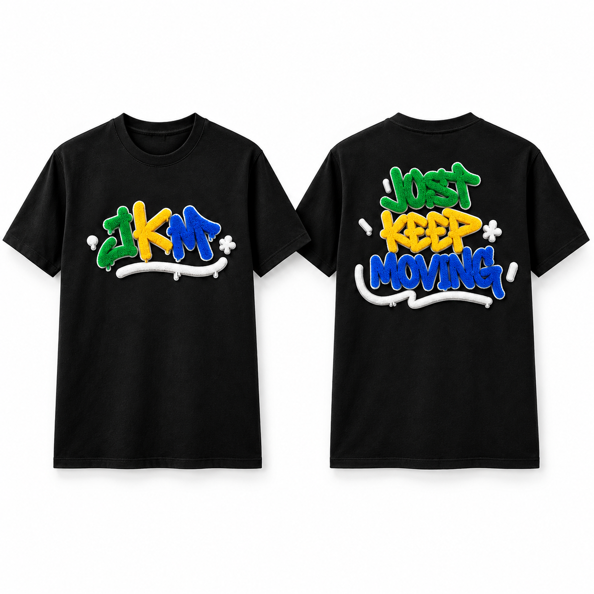 JKM Fluffy Tee – Just Keep Moving Graffiti T-Shirt