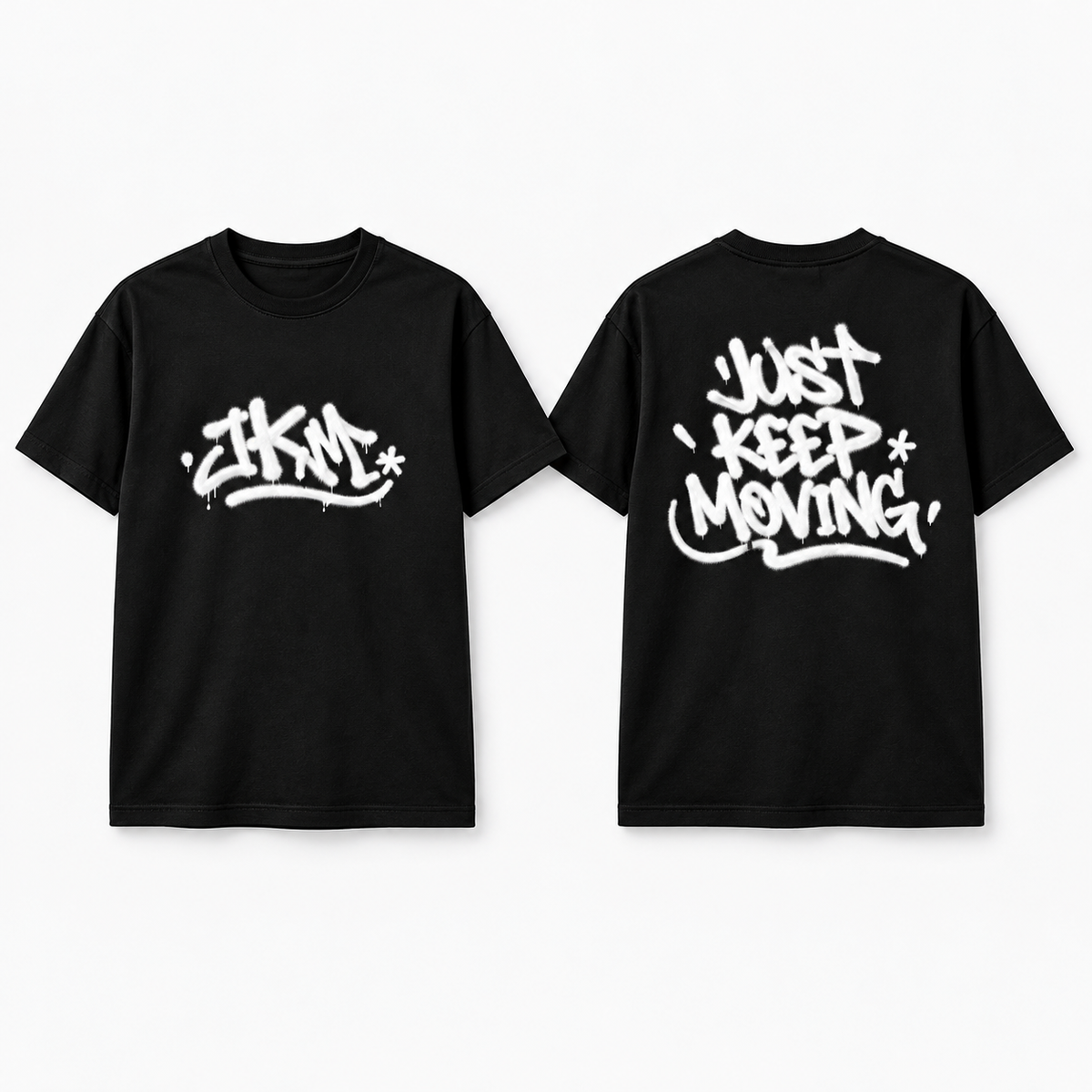 JKM Fluffy Tee – Just Keep Moving Graffiti T-Shirt