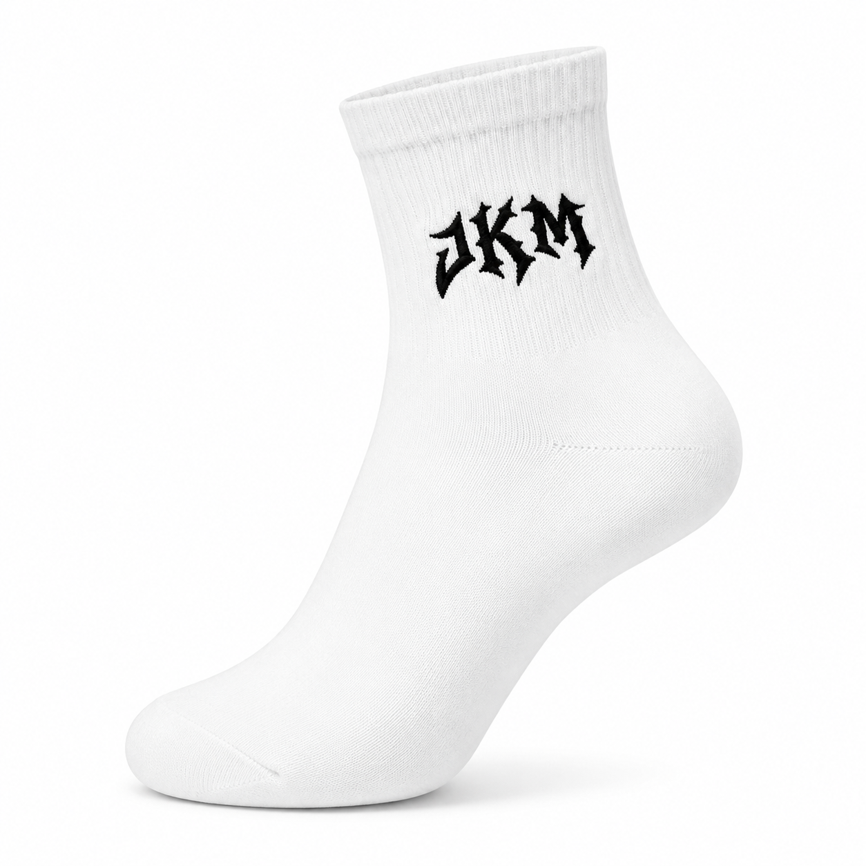 JKM Embroidered Quarter Socks – White