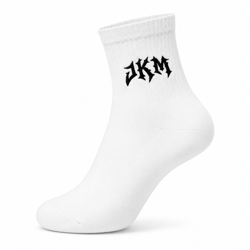 JKM Embroidered Quarter Socks – White