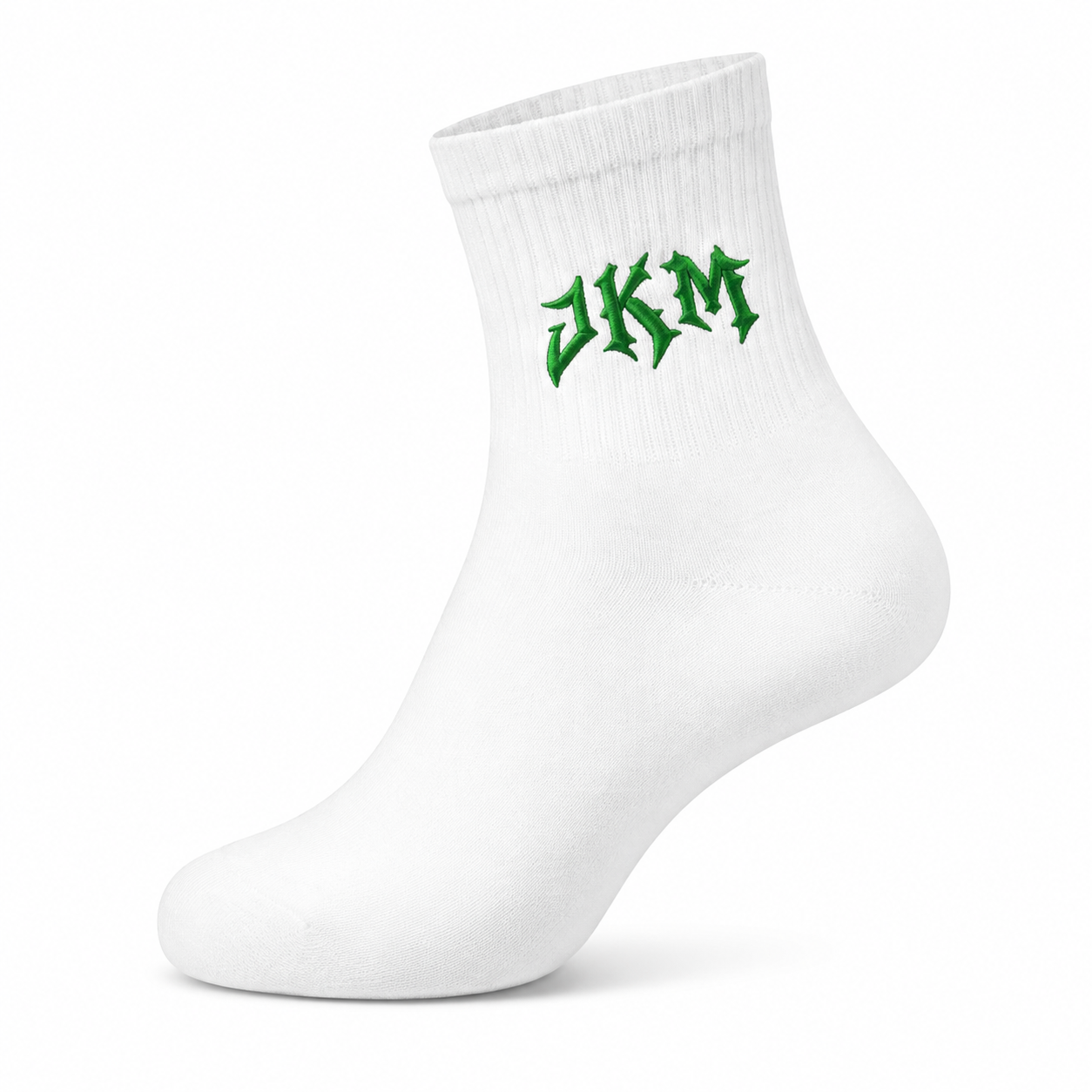 JKM Embroidered Quarter Socks – White