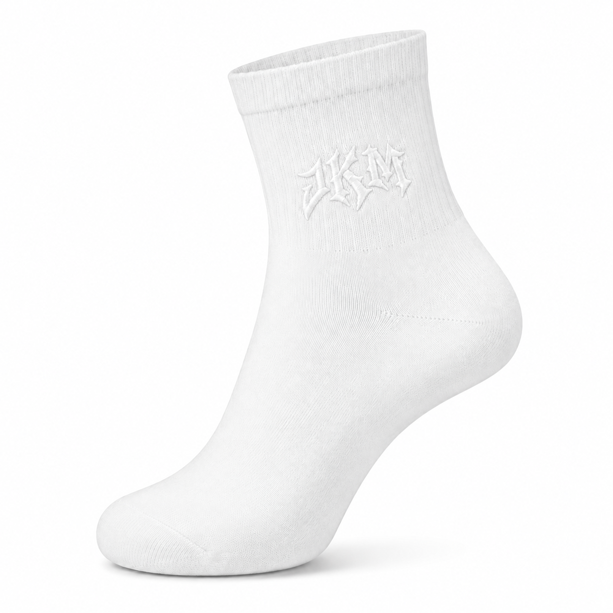 JKM Embroidered Quarter Socks – White