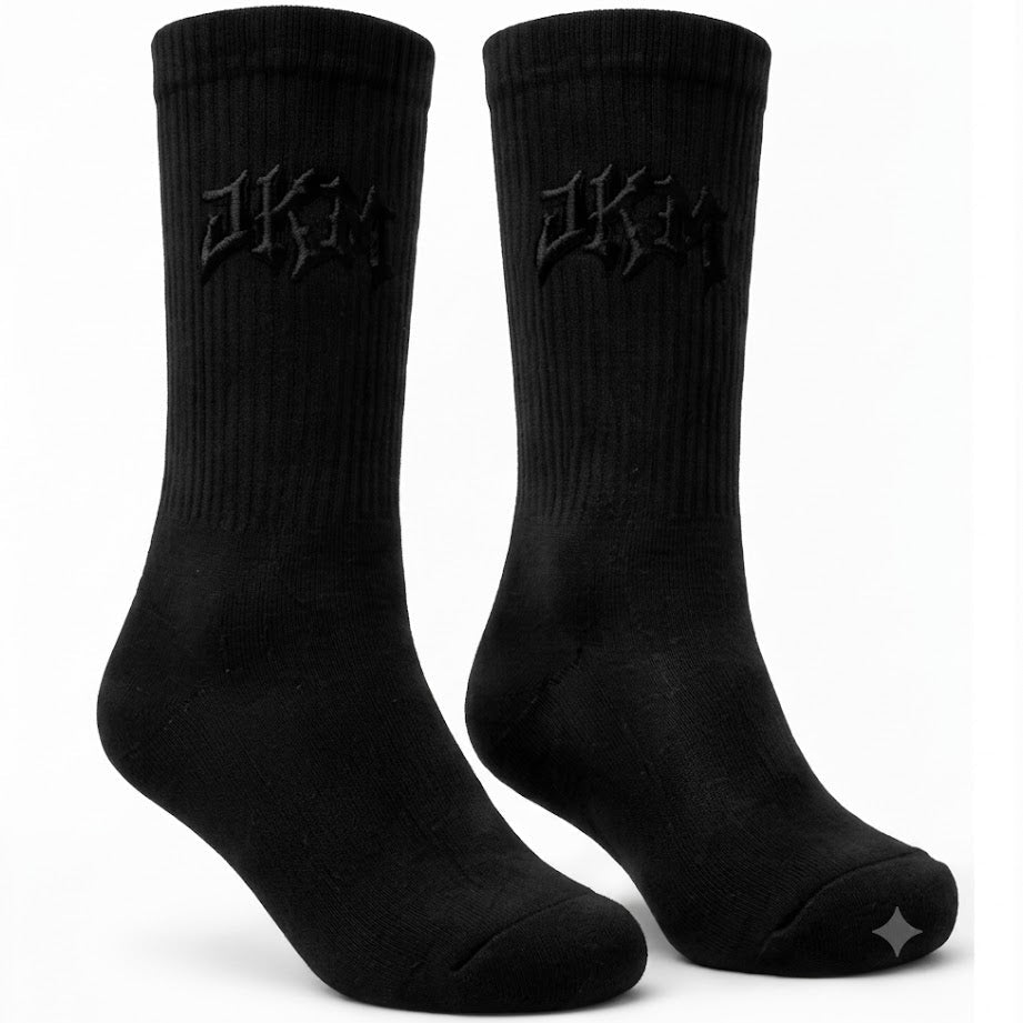 JKM Black Crew Socks