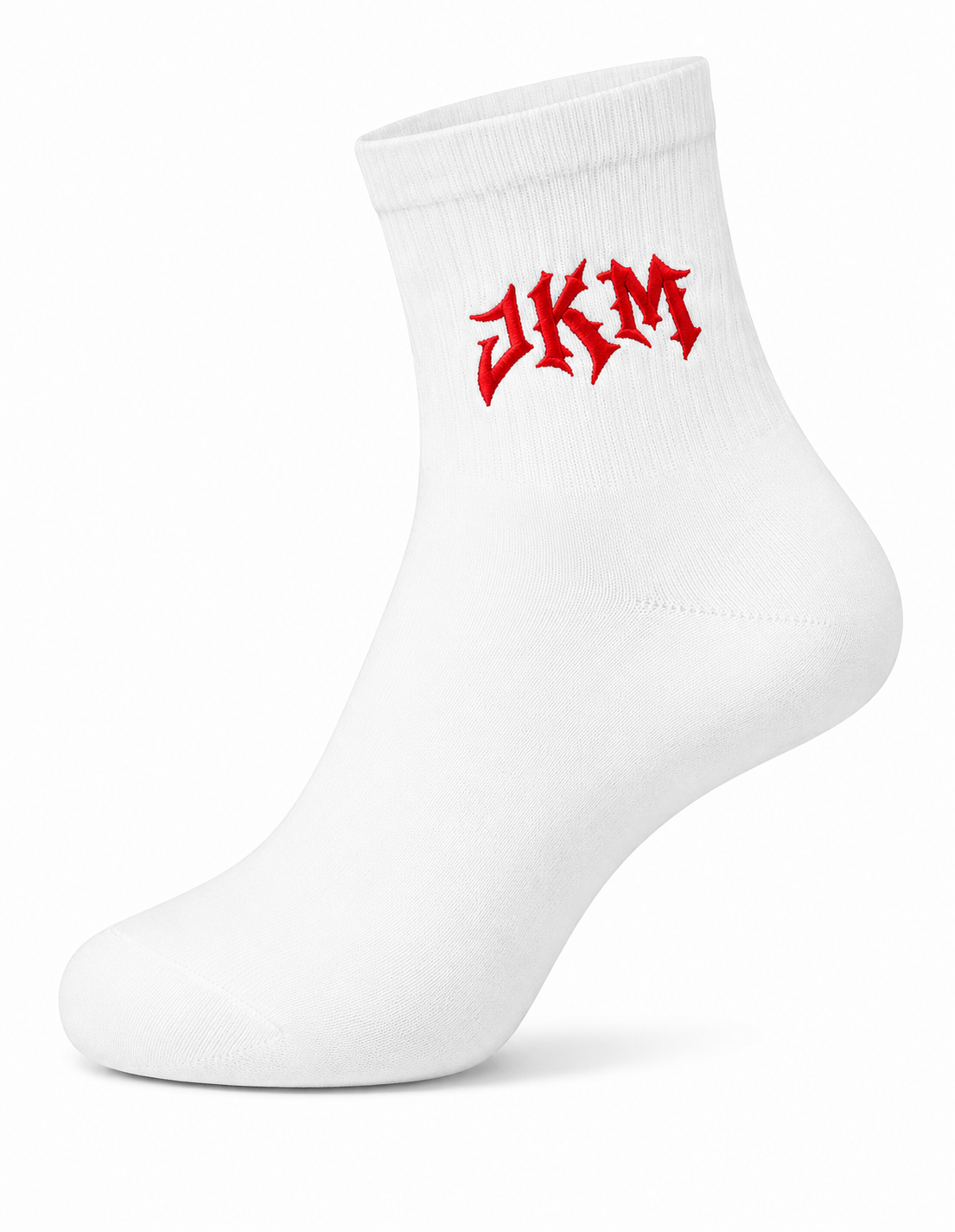 JKM Embroidered Quarter Socks – White