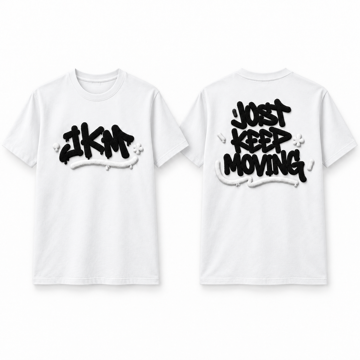 JKM Fluffy Tee – Just Keep Moving Graffiti T-Shirt