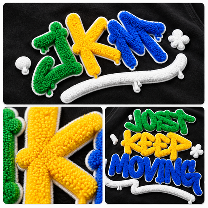 JKM Fluffy Tee – Just Keep Moving Graffiti T-Shirt