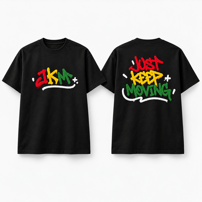 JKM Fluffy Tee – Just Keep Moving Graffiti T-Shirt