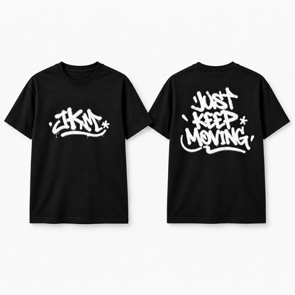 JKM Fluffy Tee – Just Keep Moving Graffiti T-Shirt