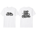 JKM “Just Keep Moving” Graffiti Tee – White / Black