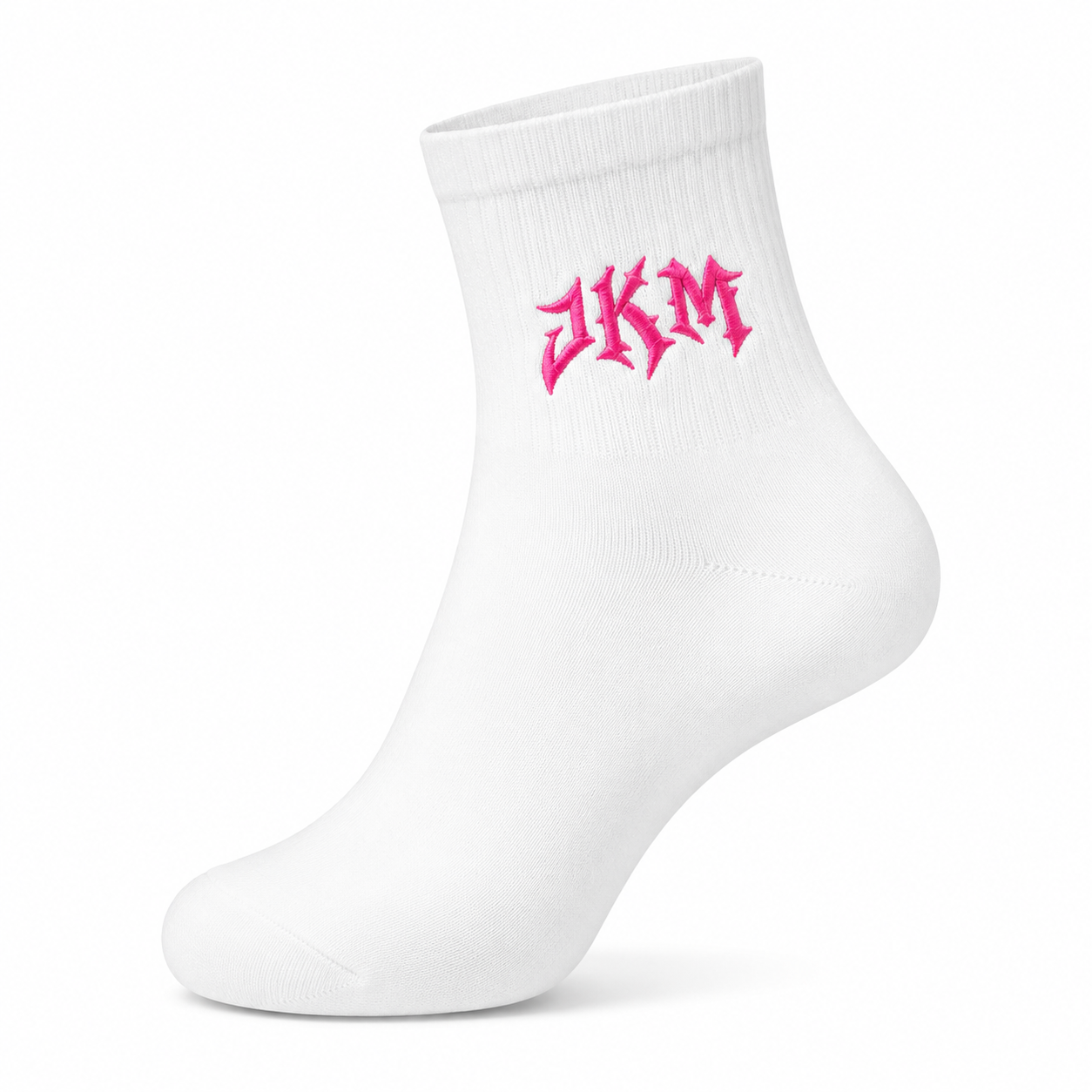 JKM Embroidered Quarter Socks – White