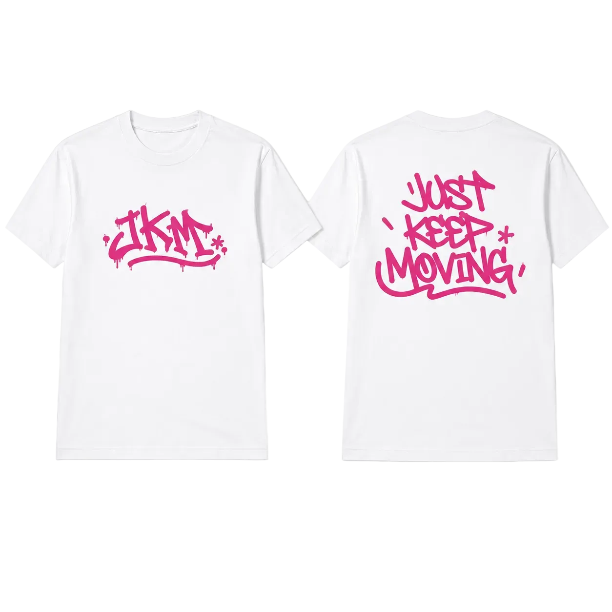 JKM “Just Keep Moving” Graffiti Tee – White / Black